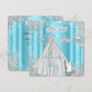 Invitation Quinceanera 15ème Cinderella Blue Anniversaire