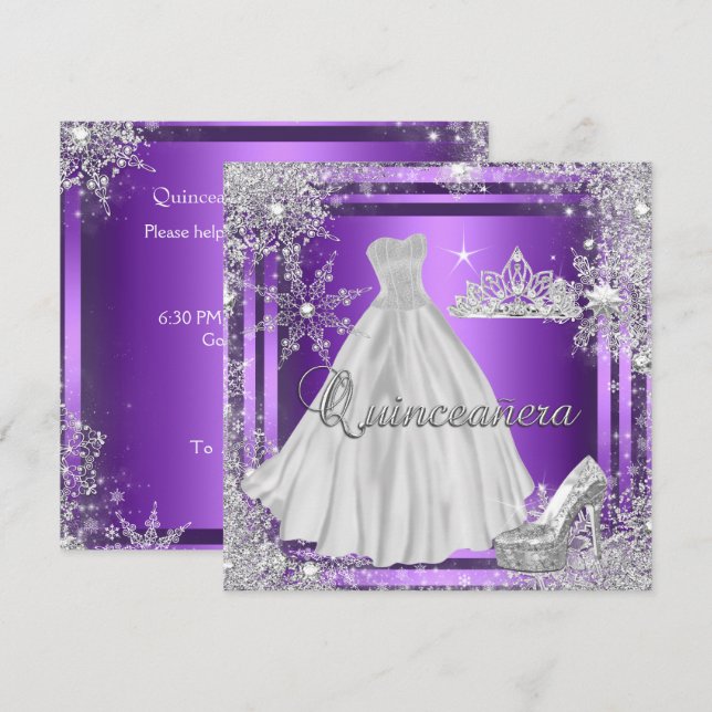 Invitation Quinceanera 15ème Elite Élégante fête d'anniversai (Devant / Derrière)