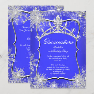 Invitation Quinceanera 15ème Hiver Merveilleux Bleu Royal