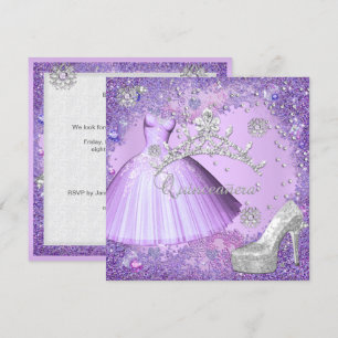 Invitation Quinceanera 15ème Partie Purple Tiara Robe Chaussu