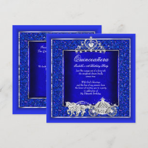 Invitation Quinceanera Anniversaire Carrosse Royal Bleu