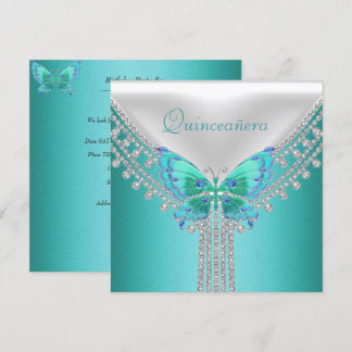 Invitation Quinceañera Anniversaire fête Bleu Bleu Blancs Pap