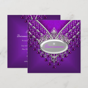 Invitation Quinceanera Anniversaire Fête Purple Magenta
