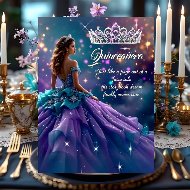 Invitation Quinceanera Anniversaire Fête Purple Robe Turquois (Créateur téléchargé)