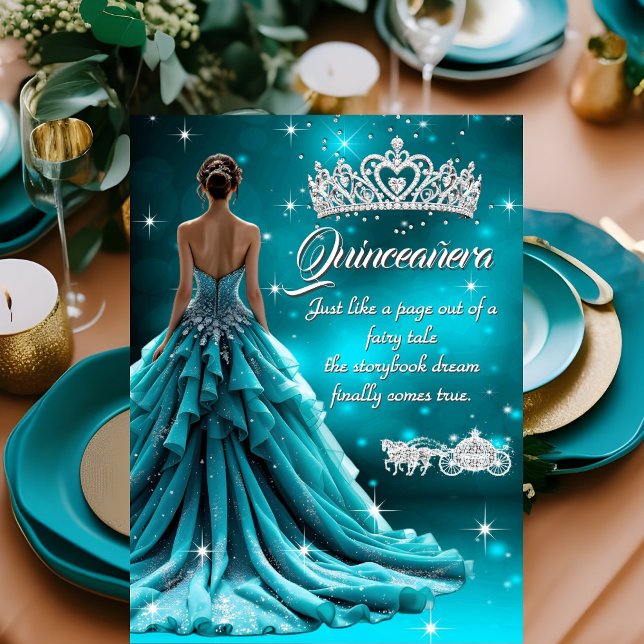Invitation Quinceanera Anniversaire Fête Turquoise Argent Car (Créateur téléchargé)