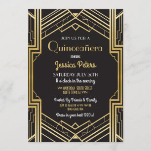 Invitation Quinceañera Anniversaire Gatsby Art Déco Invitatio