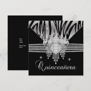 Invitation Quinceanera Anniversaire Partie Diamond Black Zebr