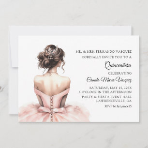 Invitation Quinceañera Anniversaire Princesse Rose