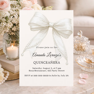 Invitation Quinceañera arc ivory perles crème élégantes