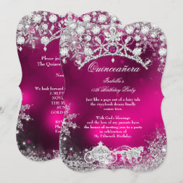 Invitation Quinceanera argent rose 15e Wonderland d'hiver