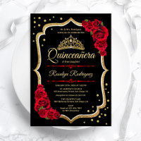 Quinceanera Black Red Gold Elegant