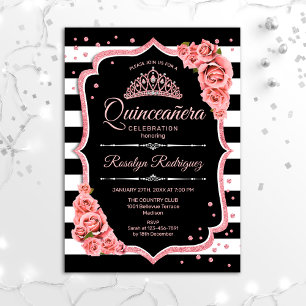 Invitation Quinceanera - Black Rose Gold