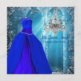 Invitation Quinceanera blanc bleu de la Marine royale
