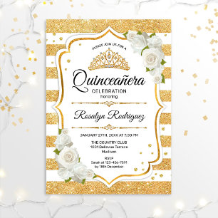 Invitation Quinceanera - Blancs d'or