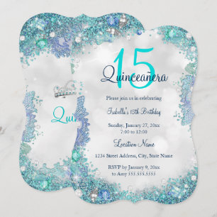 Invitation Quinceanera Bleu Canard Blanc Océan Ciel Anniversa