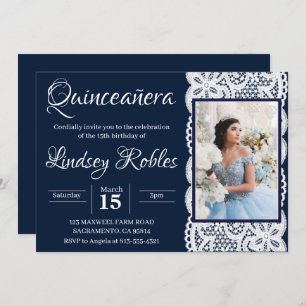 Invitation quinceanera bleu clair