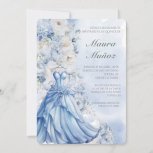 Invitation quinceañera bleu clair