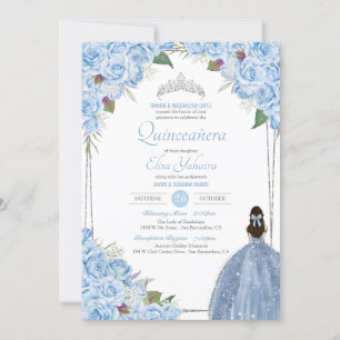 Invitation Quinceanera bleu clair Cinderella Princess Quince