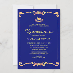 Invitation Quinceanera bleu classique
