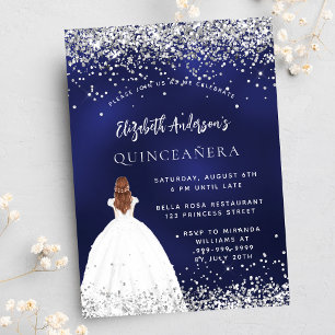 Invitation Quinceanera bleu marine parties scintillant robe l