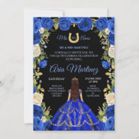 Quinceañera Bleu Rose Floral Noir Fond Arrière-Pla