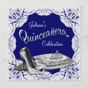 Invitation Quinceanera Bleu Royal