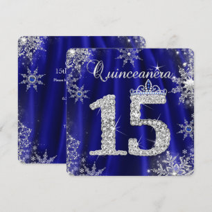 Invitation Quinceanera Bleu Royal 15e Élégant Anniversaire Él