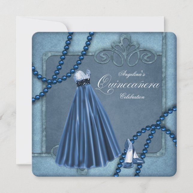 Invitation Quinceanera Bleue (Devant)