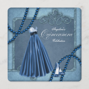 Invitation Quinceanera Bleue