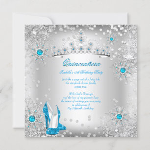 Invitation Quinceanera Blue Silver Winter Wonderland
