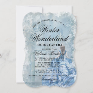 Invitation Quinceanera Blue Winter Wonderland Princess Invita