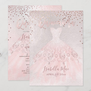 Invitation Quinceanera Blush Gown+Confetti Iridescendance Arr