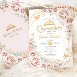Invitation Quinceanera Blush Pink Gold Floral