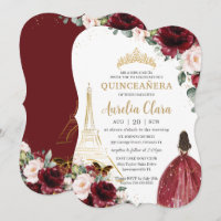 Quinceañera Bourgogne Blush Floral Paris Gold Crow
