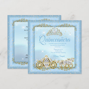 Invitation Quinceanera Cendrillon Bleu conte de fées Carriage