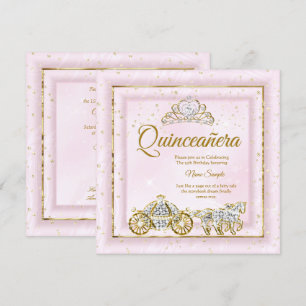 Invitation Quinceanera Cendrillon Rose Poudré Carrosse 2