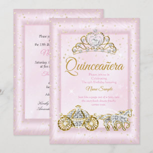 Invitation Quinceanera Cinderella Blush Rose Carrières