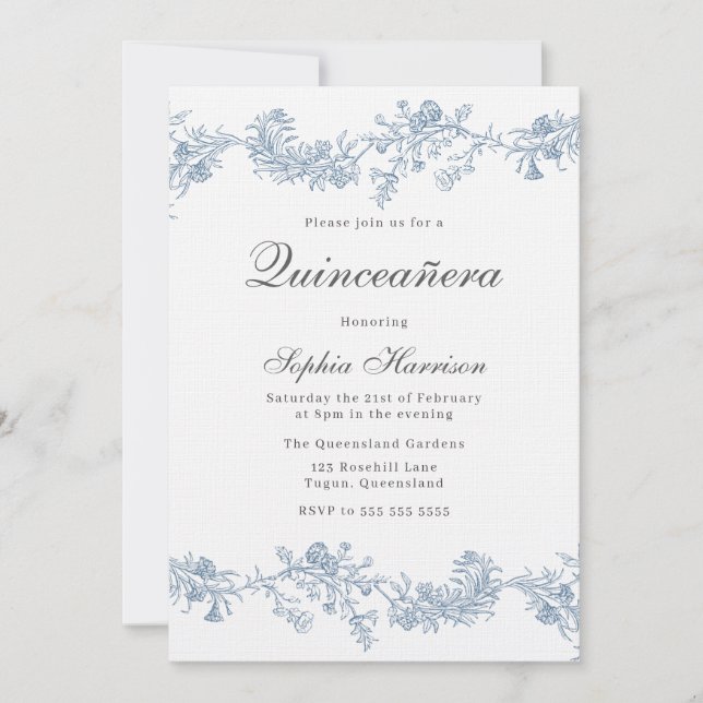 Invitation Quinceanera classique vintage (Devant)