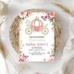 Invitation Quinceañera Conte de Fées Rose