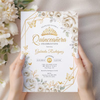Quinceanera Crème d'or ivoire Florale