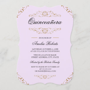 Invitation Quinceanera d'antiquité pourpre or