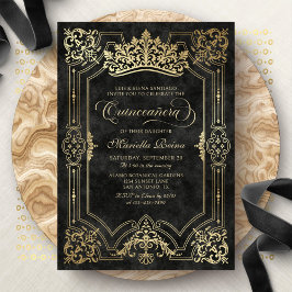 Invitation Quinceanera de la Couronne noire Tiara Elegant