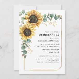 Invitation Quinceanera de tournesol floral 15e anniversaire