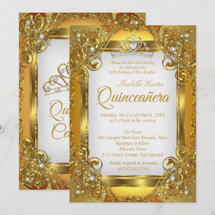 Invitation Quinceañera Diadème de Fête en Dentelle de Perle B