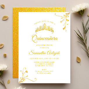 Invitation Quinceanera d'or moderne minimaliste