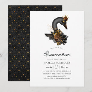 Invitation Quinceañera du cygne noir