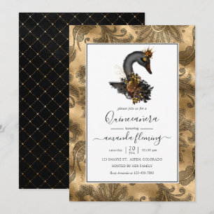 Invitation Quinceañera du cygne noir