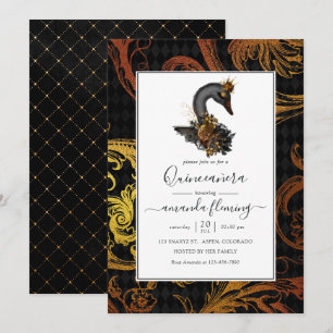 Invitation Quinceañera du cygne noir