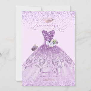 Invitation Quinceanera Dusty Lilac Purple Silver Parties scin