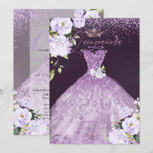 Invitation Quinceanera Dusty Lilac Purple Silver Parties scin
